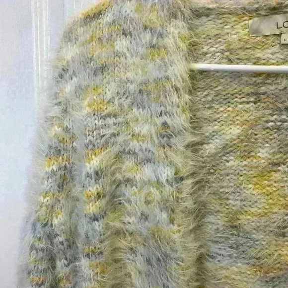 Loft Ann Taylor Cardigan Women M Marled Knit Open Front Eyelash Sweater - Picture 3 of 7